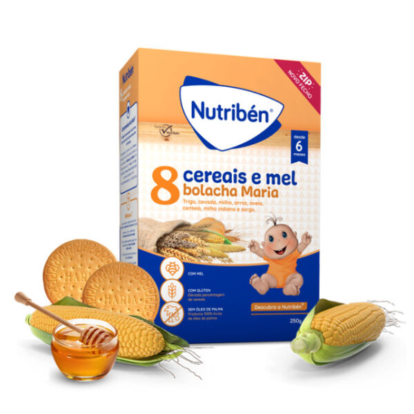 Nutribén Farinha 8 Cereais e Mel Bolacha Maria 250G
